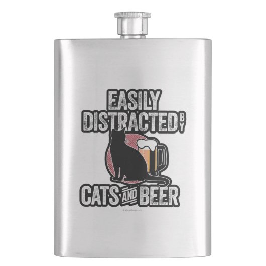 猫とビールに気が散る フラスク (正面)