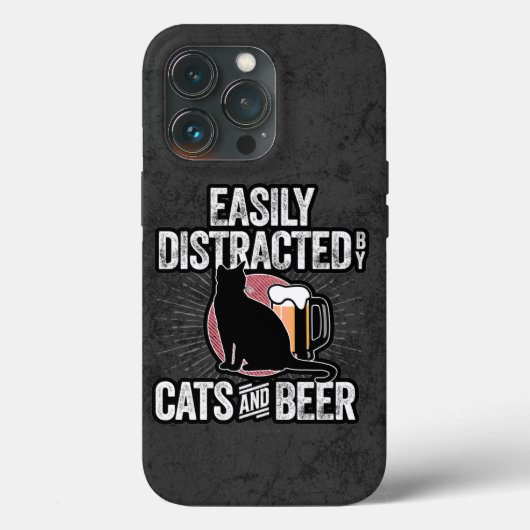 猫とビールの合わせアイフォンに気を取られる Case-Mate iPhoneケース (裏面)