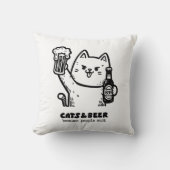 猫とビール1 クッション (正面)