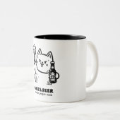 猫とビール1 ツートーンマグカップ (正面右)