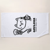 猫とビール1 ビーチタオル (正面)