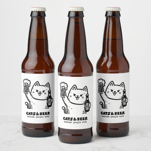 猫とビール1 ビールラベル (ボトル)