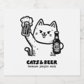 猫とビール1 ビールラベル (シングルラベル)