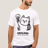 猫とビール1 Tシャツ (正面)