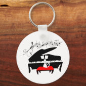 猫とピアノ キーホルダー (正面)