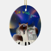 猫とピアノ セラミックオーナメント (右)