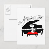 猫とピアノ ポストカード (正面/裏面)