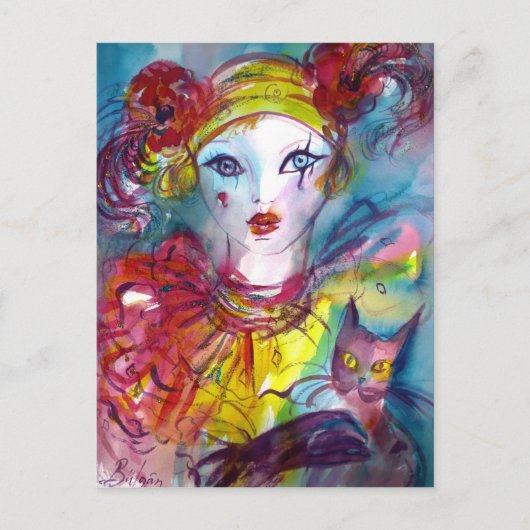 猫とピエロ/ヴェネツィアの仮面舞踏会 ポストカード (正面)