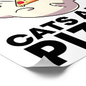 猫とピザかわいい猫の値リストに簡単に気を取られる ポスター (角)