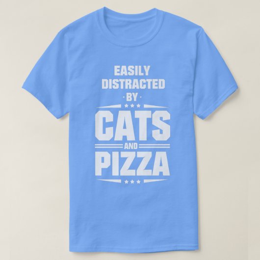 猫とピザに簡単に気を取られるプレミアム Tシャツ (デザイン正面)