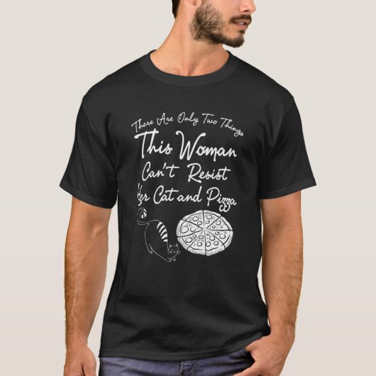 猫とピザのファッション 猫 デザイン Tシャツ (正面)
