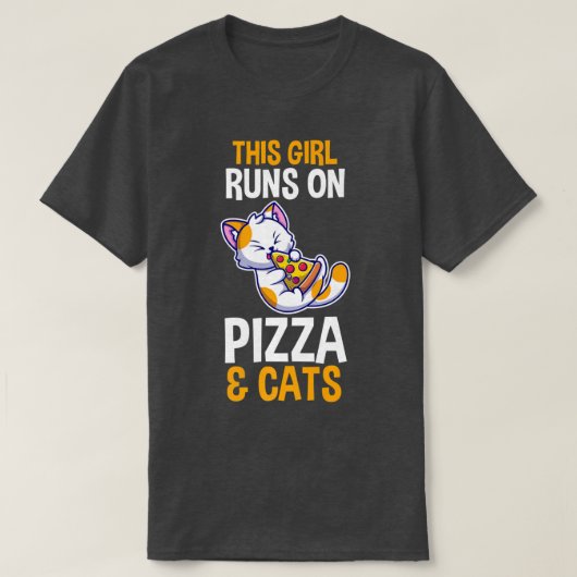 猫とピザ Tシャツ (デザイン正面)