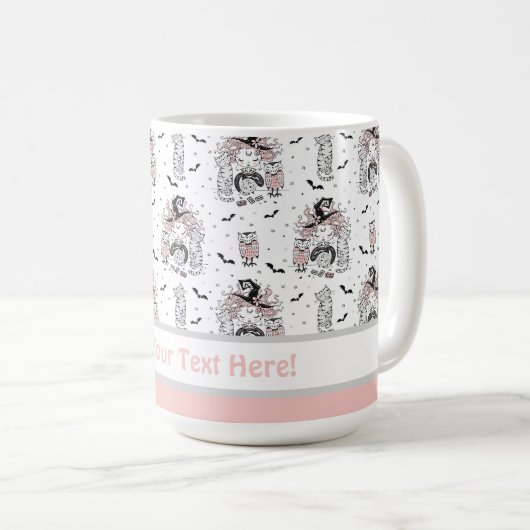 猫とフクロウが登場する、かわいいこうもりの女の子 コーヒーマグカップ (正面右)