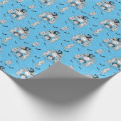 猫とフクロウが登場する、かわいいこうもりの女の子 ラッピングペーパー (角)