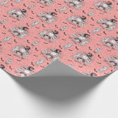 猫とフクロウのこうもりを飼うかわいい魔女 ラッピングペーパー (角)