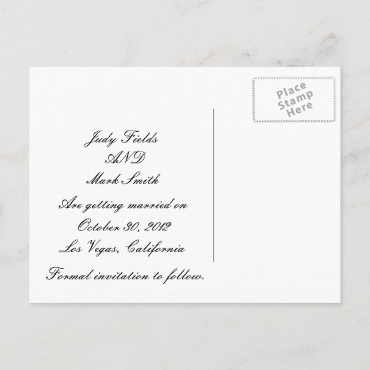 猫とフクロウのハロウィンウェディング日付はがきを保存 案内ポストカード (裏面)