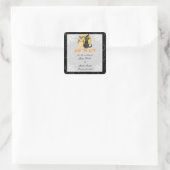 猫とフクロウのハロウィンウェディング日付シールを保存 スクエアシール (バッグ)