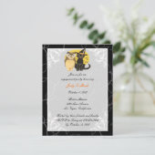 猫とフクロウのハロウィンエンゲージメントパーティー招待状 招待状 (スタンド正面)