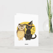 猫とフクロウのハロウィン結婚式のお礼カード サンキューカード (裏面)
