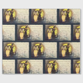 猫とフクロウのハロウィーンラッピング紙 ラッピングペーパー (フラット)