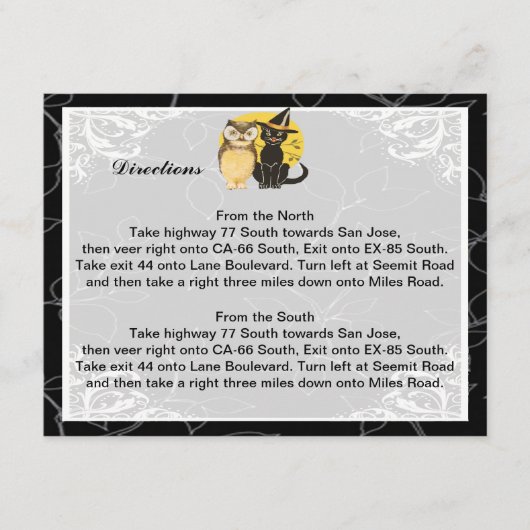 猫とフクロウの結婚方向札 エンクロージャーカード (正面)