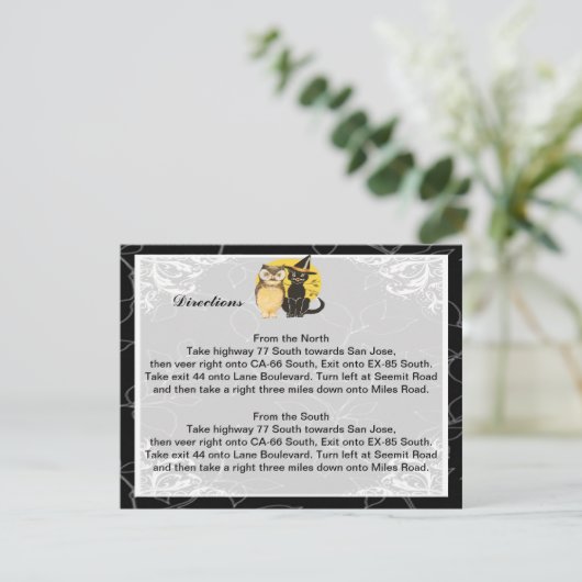 猫とフクロウの結婚方向札 エンクロージャーカード (スタンド正面)