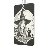 猫とフクロウの魔女 – ハロウィンファンおもしろい1 カーエアーフレッシュナー (左)