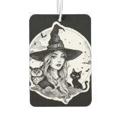 猫とフクロウの魔女 – ハロウィンファンおもしろい1 カーエアーフレッシュナー (裏面)