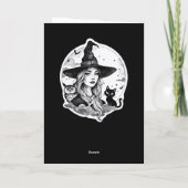 猫とフクロウの魔女 – ハロウィンファンおもしろい1 カード (裏面)