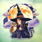 猫とフクロウの魔女 – ハロウィンファンおもしろい2 ウィンドウサイン (シート3)