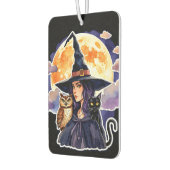 猫とフクロウの魔女 – ハロウィンファンおもしろい2 カーエアーフレッシュナー (左)