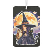 猫とフクロウの魔女 – ハロウィンファンおもしろい2 カーエアーフレッシュナー (裏面)