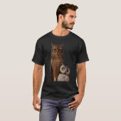 猫とフクロウ 1 Tシャツ (正面フル)