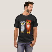 猫とフクロウ 4 Tシャツ (正面フル)