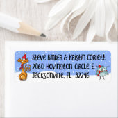 猫とフクロウKNSクリスマス ラベル (インサイチュ)