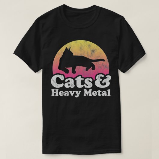 猫とヘビーメタルのメンズキャット Tシャツ (デザイン正面)