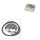 猫とベッドのアートスタンプ ラバースタンプ (押印)