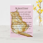 猫とペットの悔やみや弔慰オリジナルの歌 カード (黄色い花)