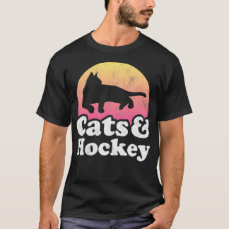 猫とホッケー男と女の猫とホッケーpu tシャツ