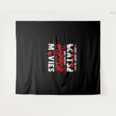 猫とホラー映画 タペストリー (正面(横))