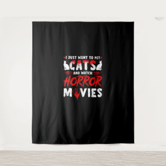 猫とホラー映画 タペストリー