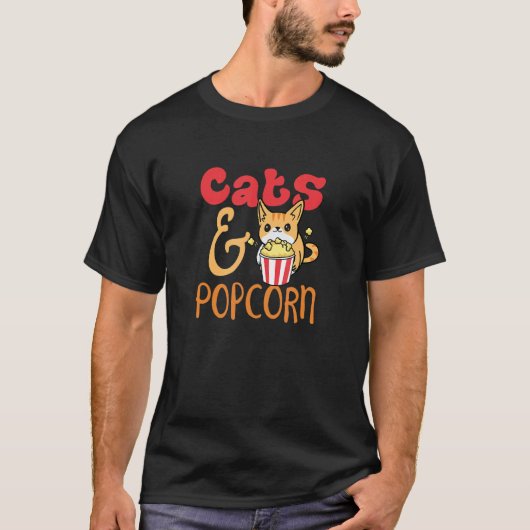 猫とポップコーンの皮肉なフレーズ コーンキティ Tシャツ (正面)