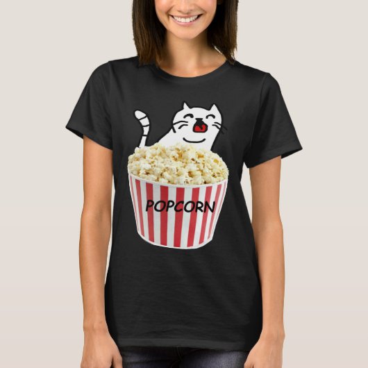 猫とポップコーン Tシャツ (正面)