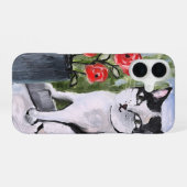 猫とポピー iPhone 16ケース (裏面横)