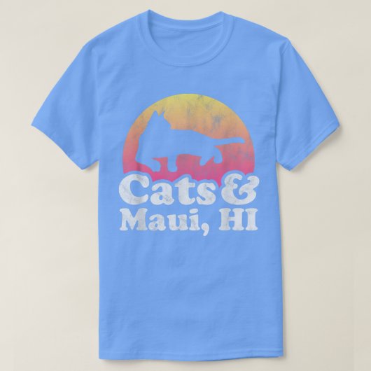 猫とマウイ、HIメンズキャットウィメンズキャットハワイ  Tシャツ (デザイン正面)