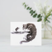 猫とマウスがスミエ絵画の インビテーションポストカード (スタンド正面)