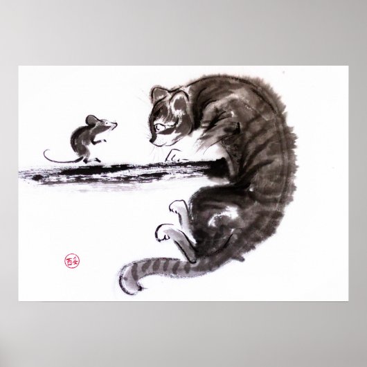 猫とマウスがスミエ絵画の ポスター (正面)