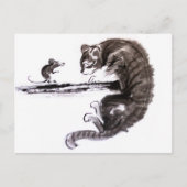 猫とマウスがスミエ絵画の ポストカード (正面)