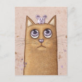 猫とマウスのイラストレーション ポストカード (正面)