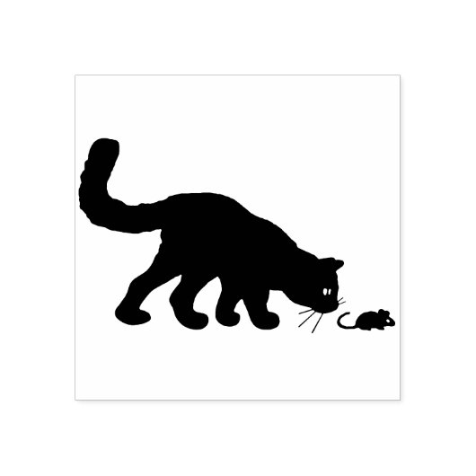 猫とマウスのシルエットアートスタンプ ラバースタンプ (インプリント)